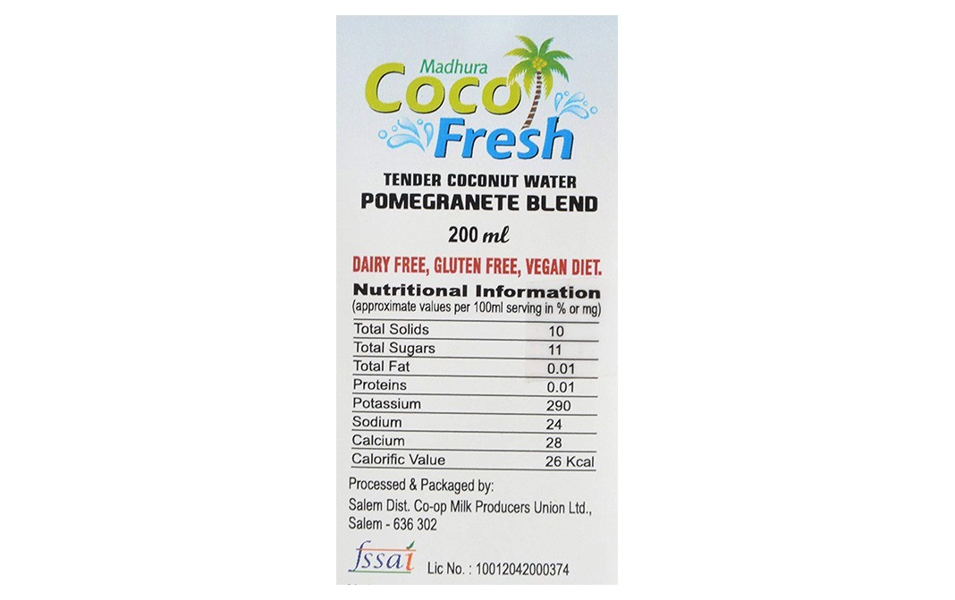 Madhura Tender Coconut Water Pomegranate Blend   Tetra Pack  200 millilitre